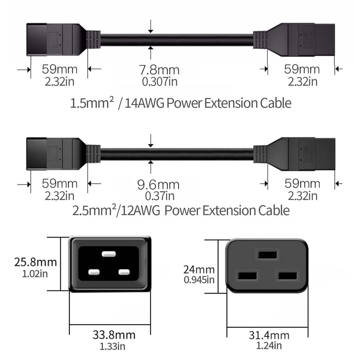 TOWE IEC C20 to C19 Power Exte - огляд і ціна Heavy Equipment Center